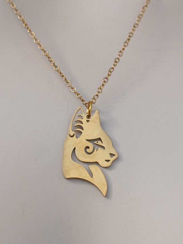 Collier en acier inoxydable doré chat
