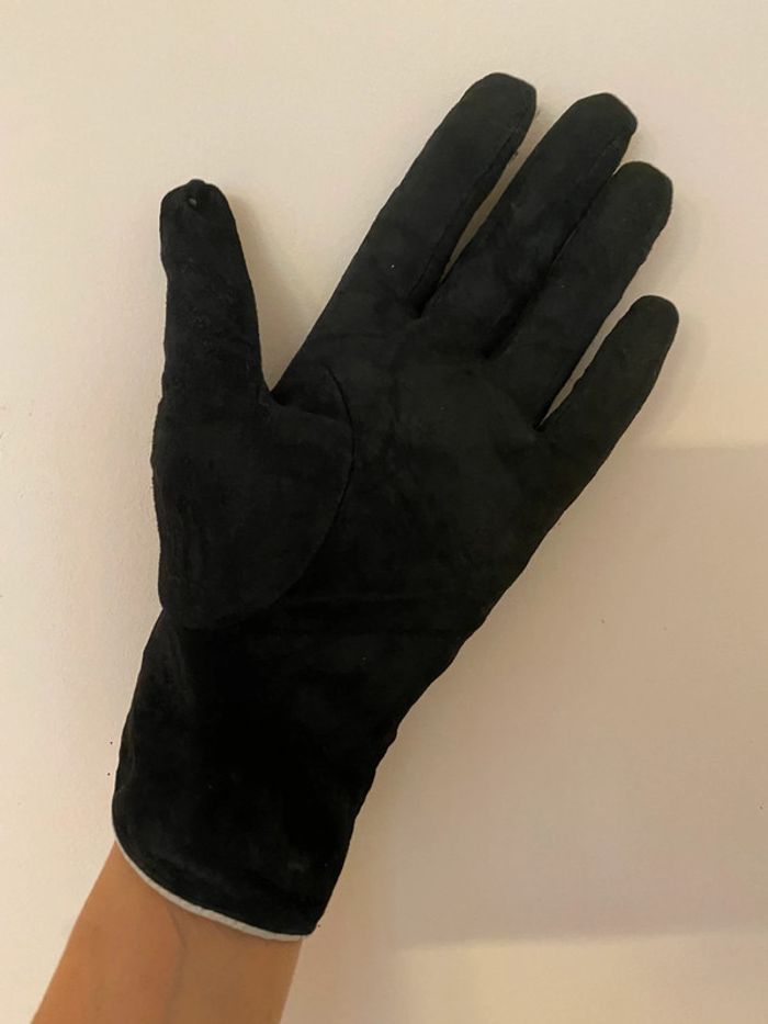 Gants bleus et blancs en nubuck taille 7 S - photo numéro 3