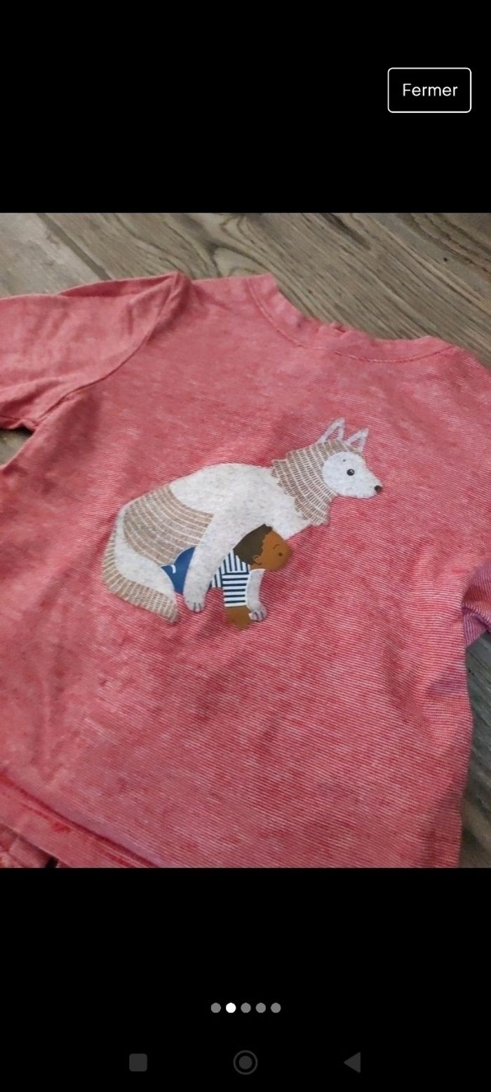 T-shirt Loup rouge 6 mois Obaïbi - photo numéro 5