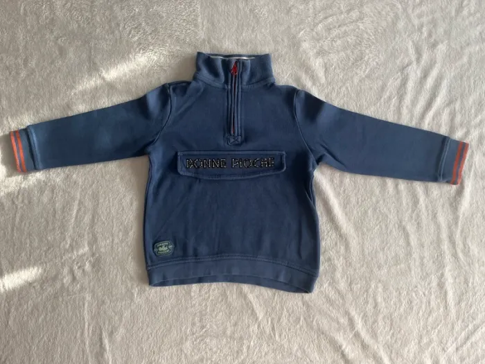 Pull garçon Sergent Major 4 ans – bleu – col zip – dinosaure “Bonne Pioche” - photo numéro 3