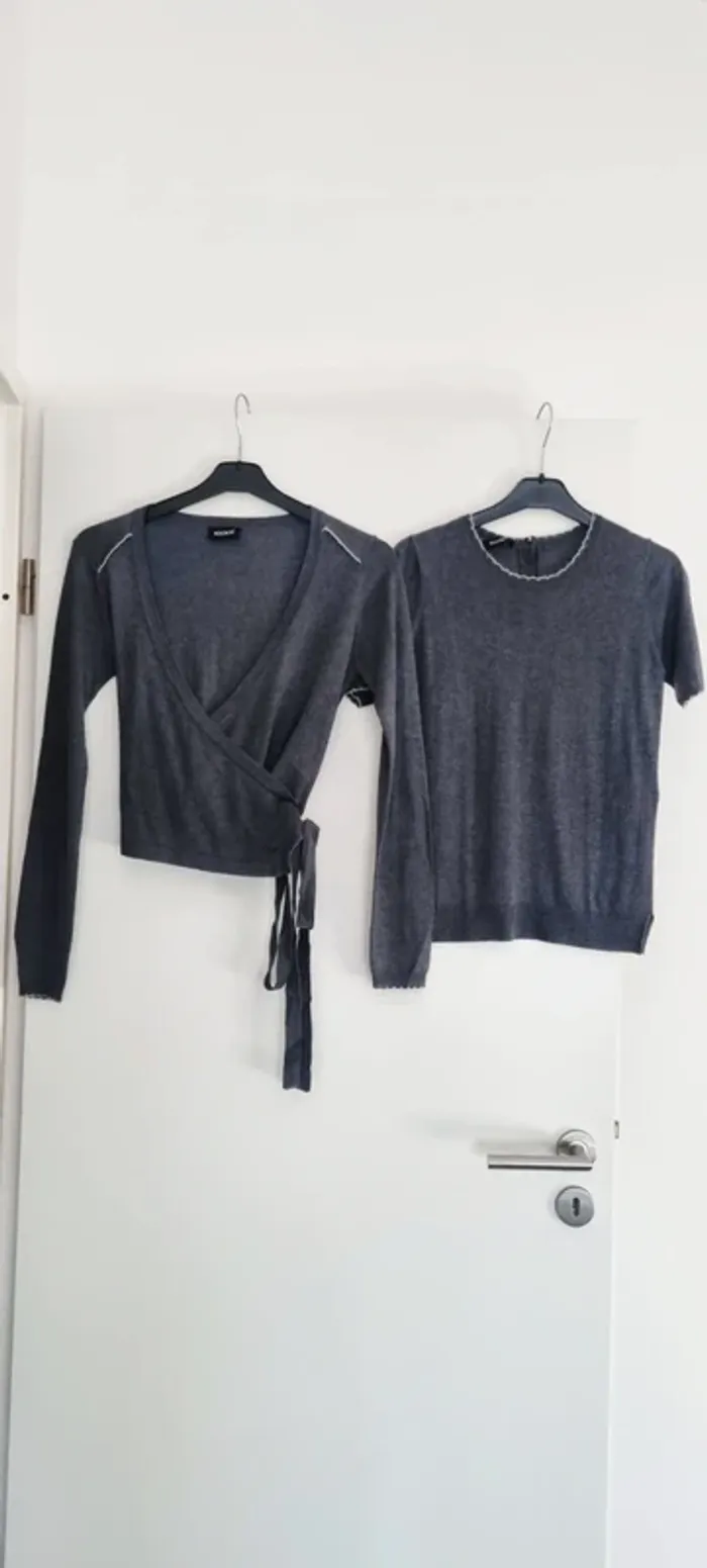 Blouse Tee-shirt maille gris manches courtes kookai 36 - photo numéro 8