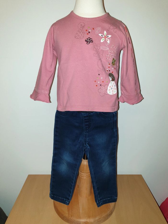 Ensemble T-shirt manches longues et jegging DPAM 12 mois