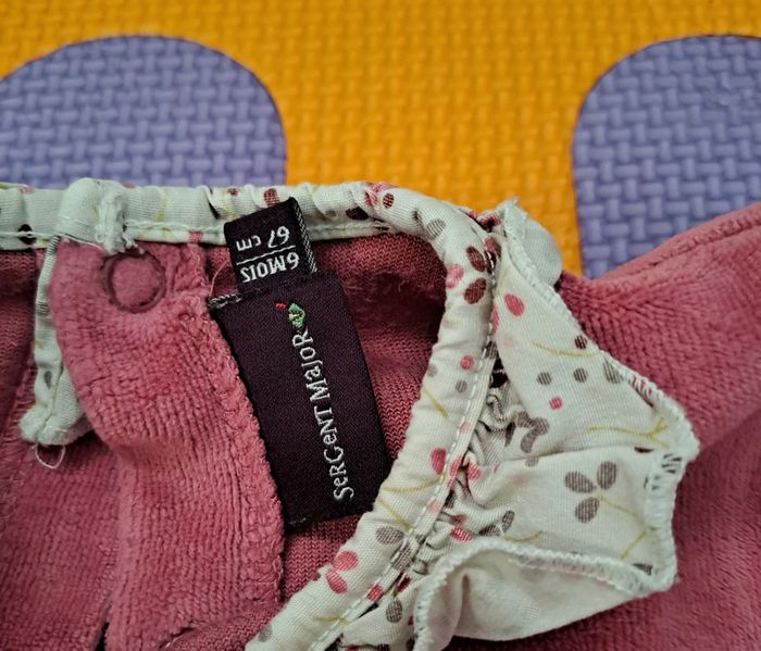 Pyjama grenouillère 1 pièce rose souris, sergent major, taille 6 mois (67 cm) - photo numéro 3