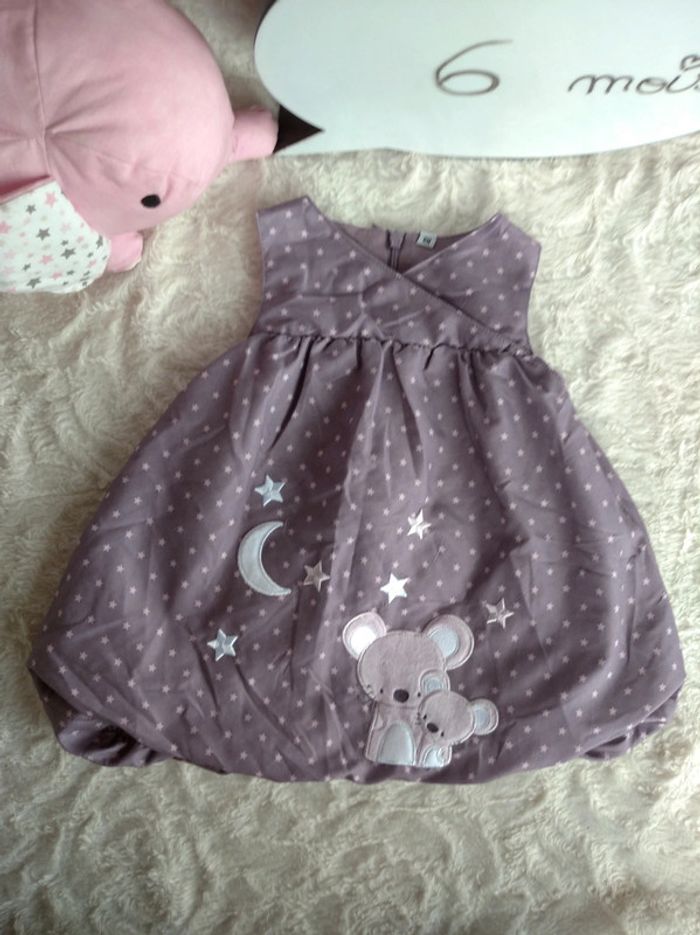 Robe boule doublée Fille 6 mois souris étoile lune - photo numéro 2