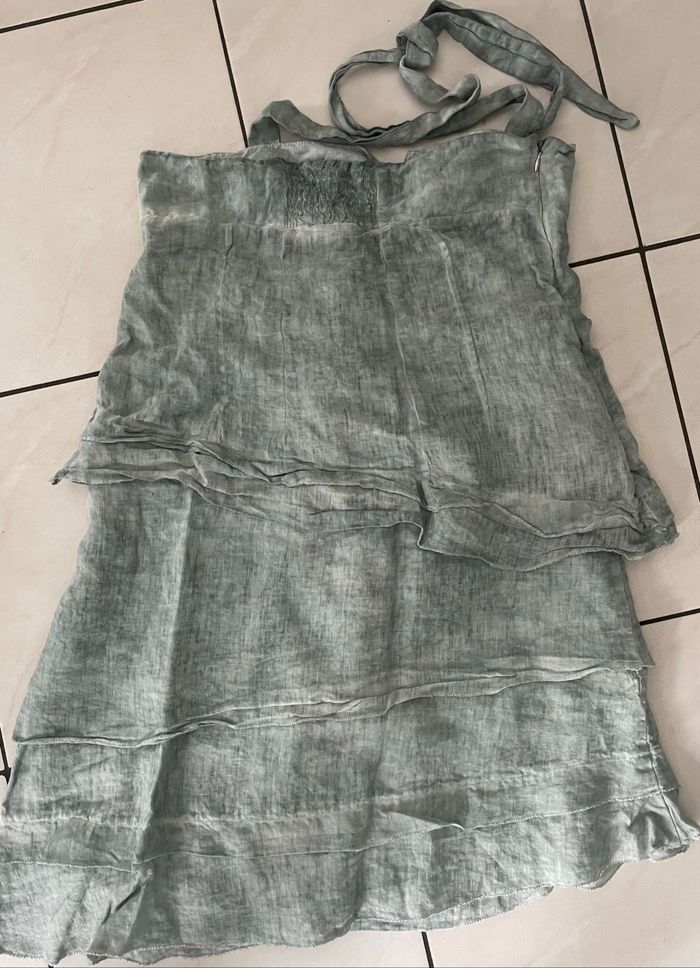 Belle robe One Step T 40 100% lin gris clair - photo numéro 6