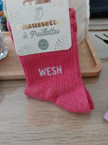 Chaussettes à paillettes Fushia Wesh