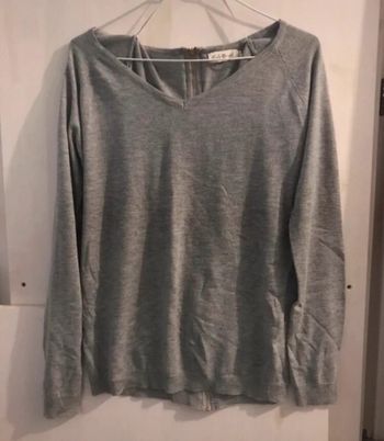 Haut femme col v été lolyloof manches longues fermetures sur le do gris dorée taille M