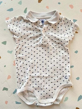 Body neuf blanc à col manches courtes motifs étoiles Petit bateau