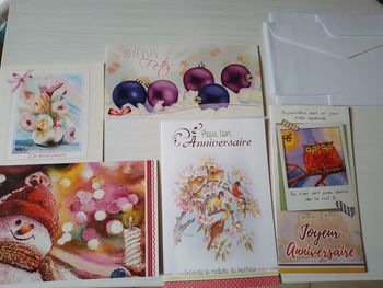 5 cartes et enveloppes d'anniversaires, fête