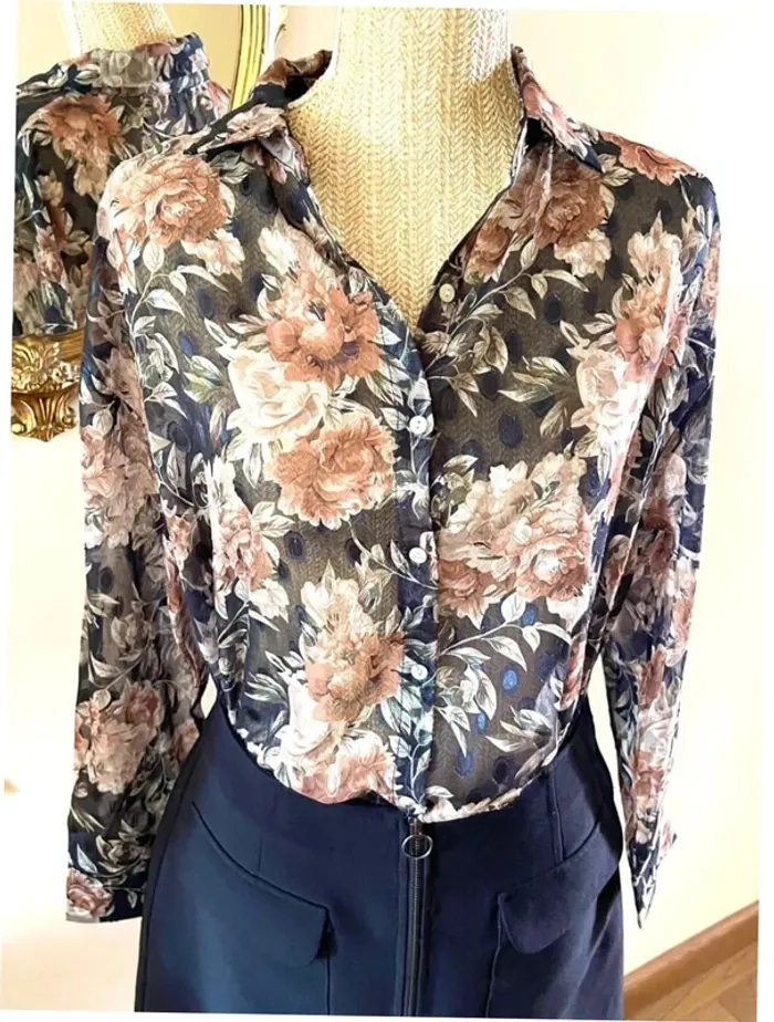 Sublime Haut manche longue Transparent Floral Sophyline taille M/L - photo numéro 13