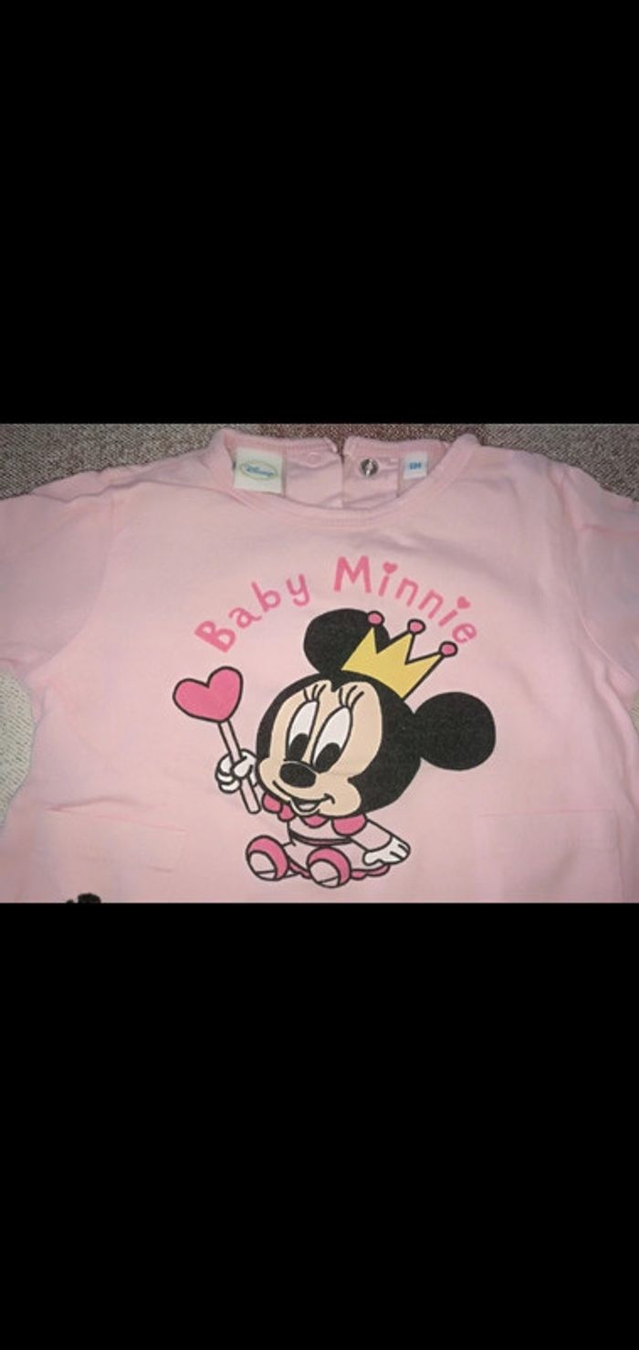 Tee shirt manches longues rose Disney Minnie 6 mois - photo numéro 2