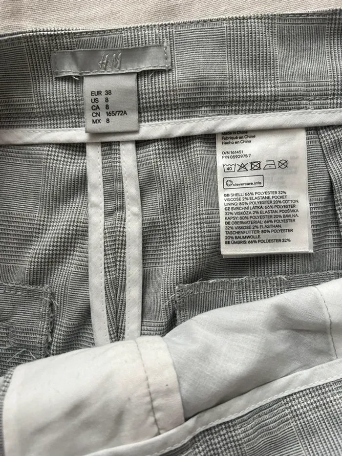 Pantalon droit rayé gris et blanc H&M - photo numéro 6