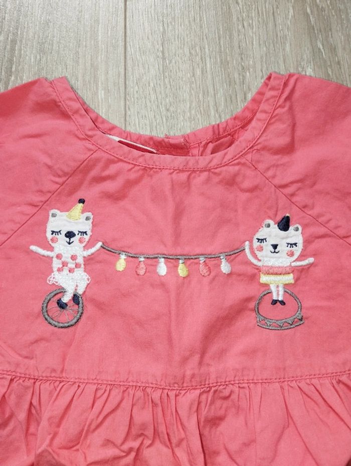 Robe/tunique mignonne DPAM rose saumoné chats cirque 18 mois automne - photo numéro 2