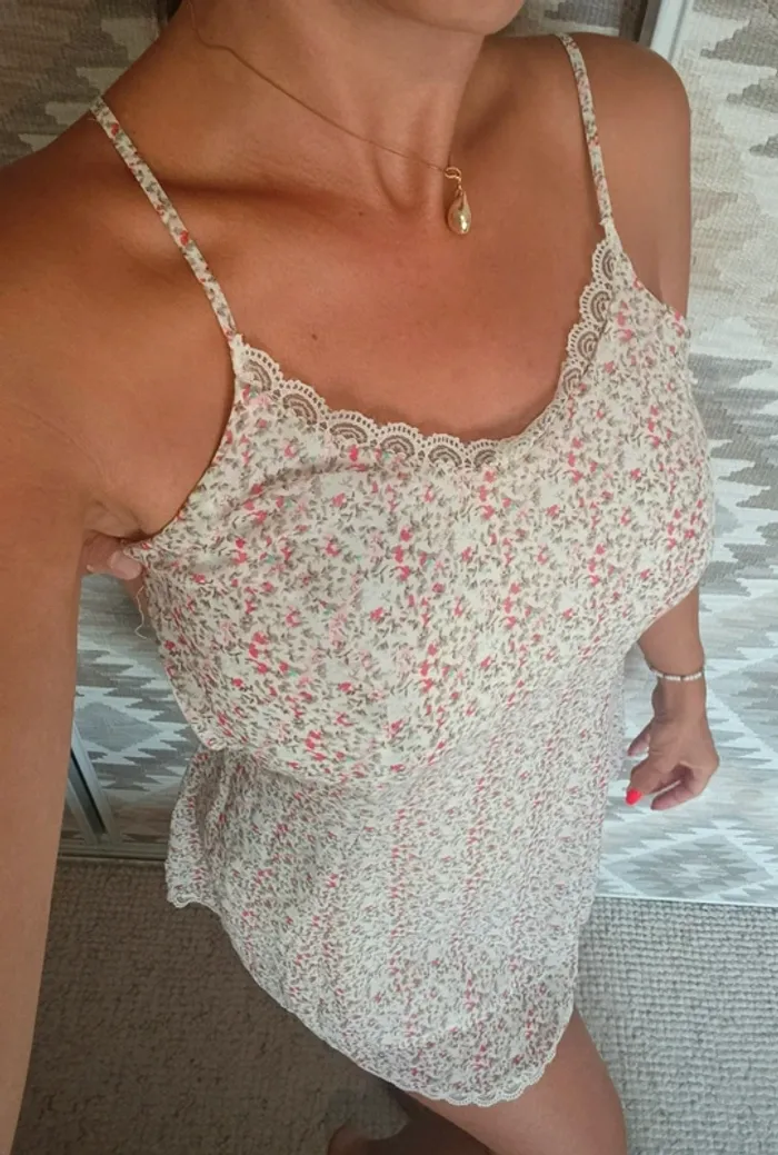 Robe courte Lucca couture XS légère fluide blanc crème fleuri