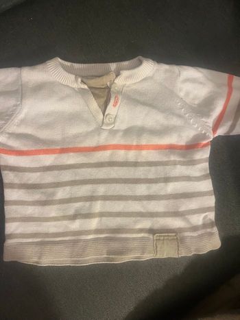 pull bébé garçon verbaudet 3 mois rayé blanc beige corail chic confortable mi saison