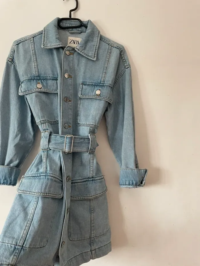 Robe en jean Denim Zara avec ceinture taille XS - photo numéro 8