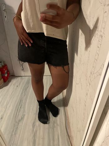 Short en jean noir