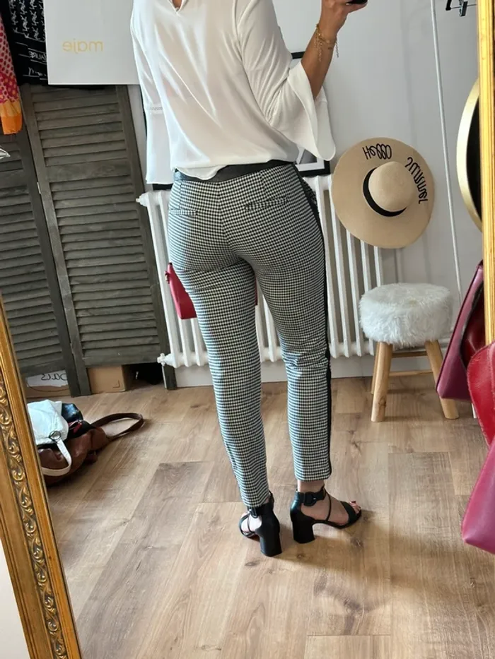 Pantalon ajusté Claudie Pierlot noir et blanc taille 36 - photo numéro 6