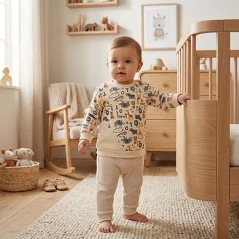 Tenue Bébé Mixte 9–12 Mois Confortable – Ensemble Bébé Safari Coton Côtelé Sable&Camel