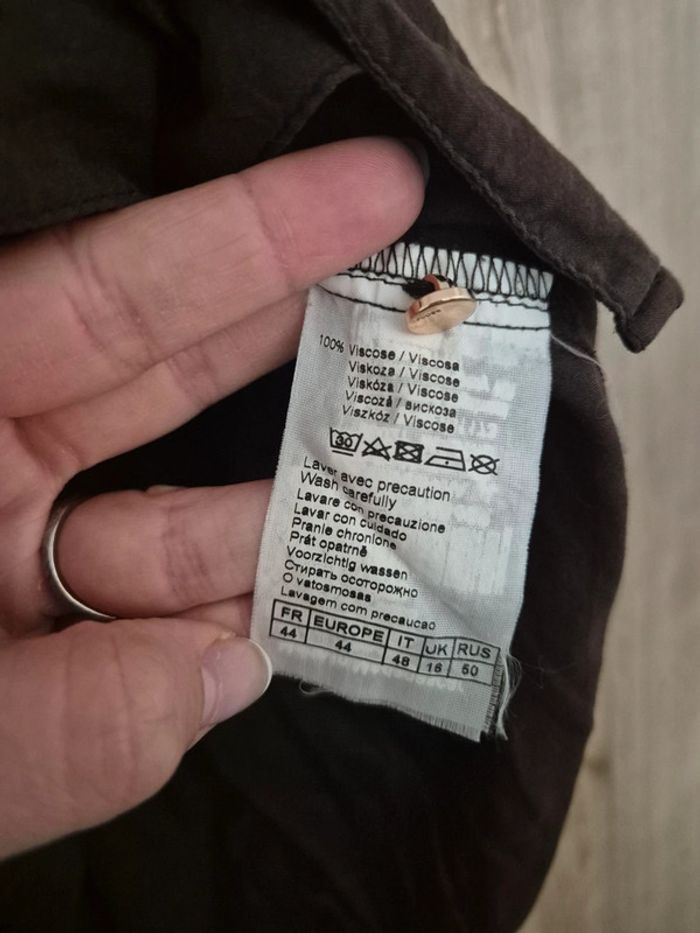 Chemisier marron manches retroussable taille 44 - photo numéro 5