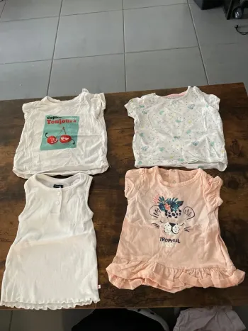 Lot de 4 tee-shirts bébé fille 12 mois