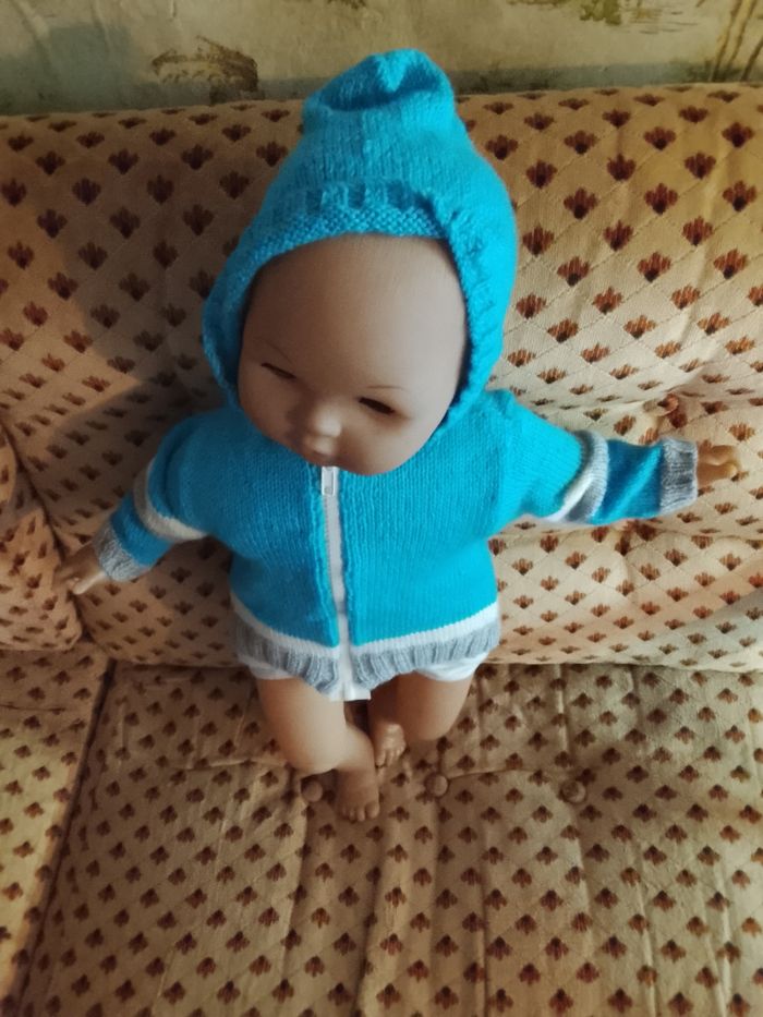 Veste a capuche garcon 6 mois fait main