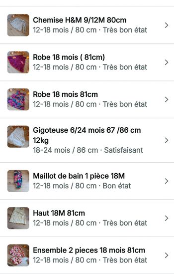 Lot vêtements bébé fille