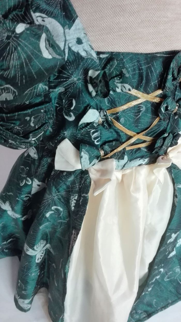 Robe de princesse déguisement vert beige carnaval 3-4 ans cadeau - photo numéro 3