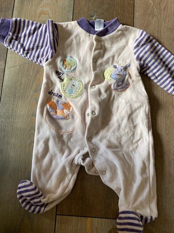 Pyjama beige et violet 3 mois