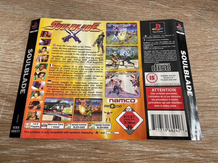 Jaquette arrière du jeu soulblade ps1