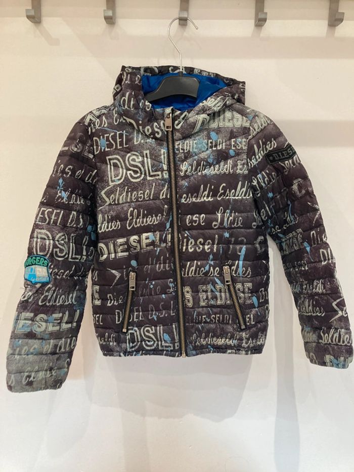 6 ans - manteau matelassé motifs intérieur bleu vif