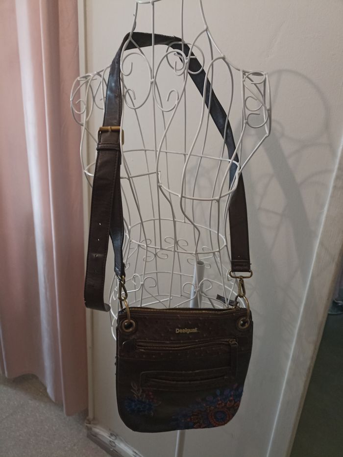 Sac bandoulière Desigual brodé & perlé - Marron Chocolat - Style bohème chic - photo numéro 6