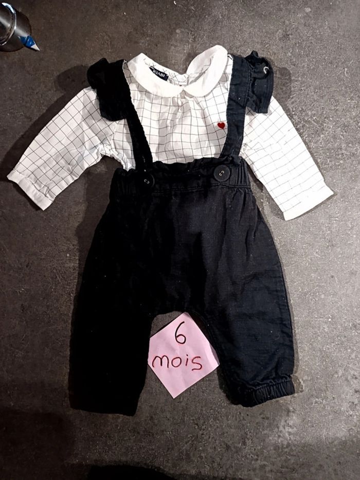 Ensemble salopette chemise 6 mois