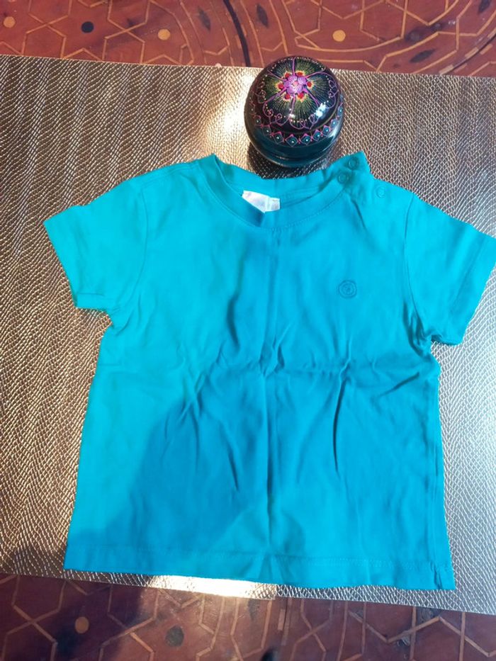 Beau T-shirt turquoise 18 mois - photo numéro 3