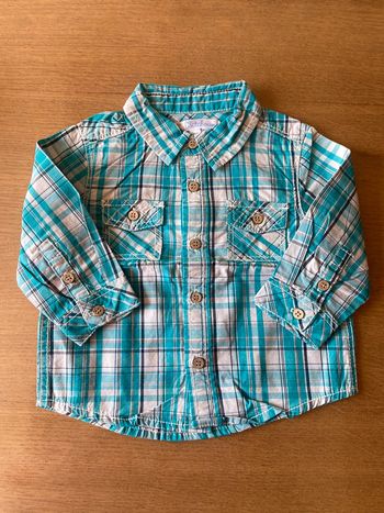 Chemise bleu turquoise et blanc