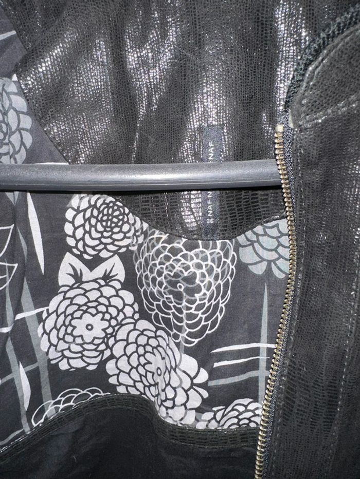 Veste en cuir noire effet brillant écaille NAFNAF 36 - photo numéro 6