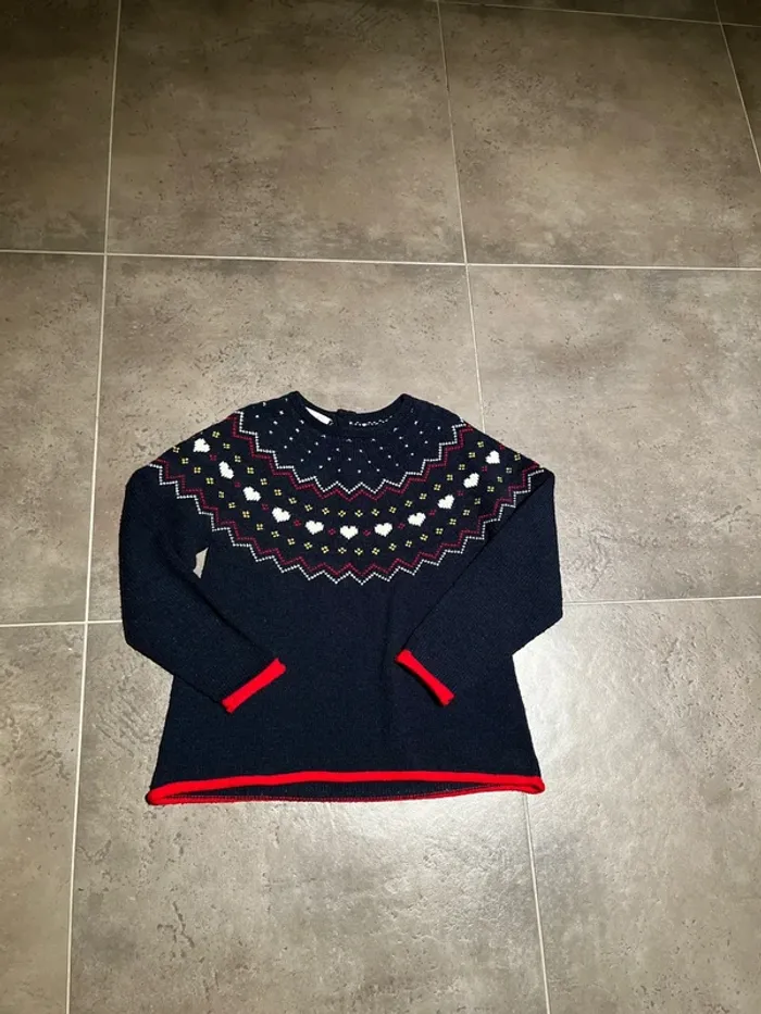 6/7 ans pull coton/laine ZY motif montagne