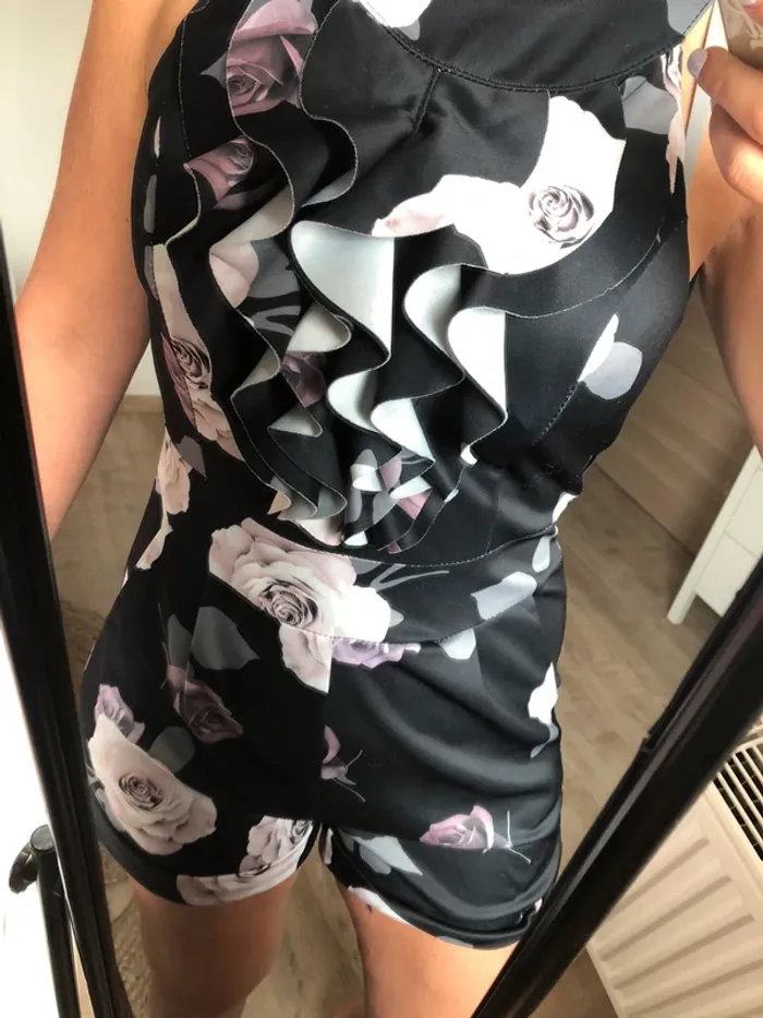 Combishort été fleur rose - photo numéro 2