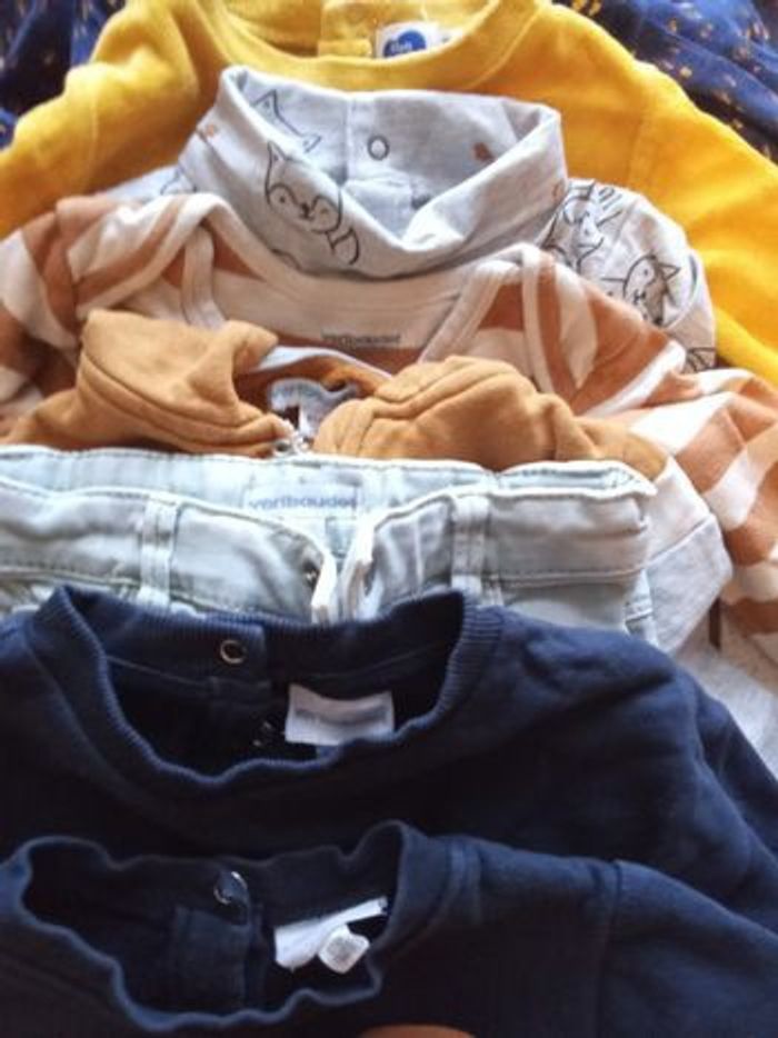 Lot de 9 vêtements garçon 18 mois , gilet, pyjamas Léger, pull col roulé, body manche longue, jean, pyjamas ,mi  saison, marque Verbaudet,orchestra - photo numéro 3