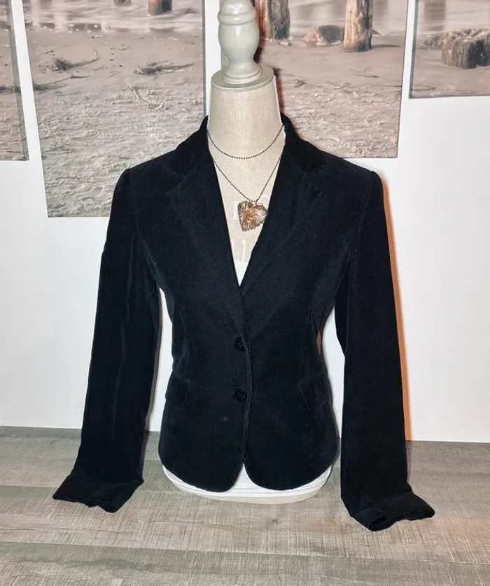 💕 veste style caban vintage côtelé velours noire taille 40 l #camaieu - photo numéro 3