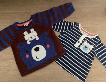 Ensemble 2 pièces pull et t-shirt manches longues DPAM 9 mois