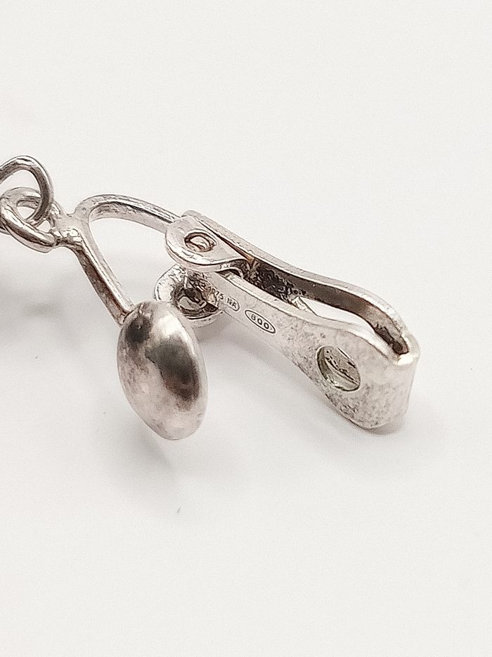 Orecchini donna clip vintage artigianali argento 925 perla fiume neri bianchi - photo numéro 6