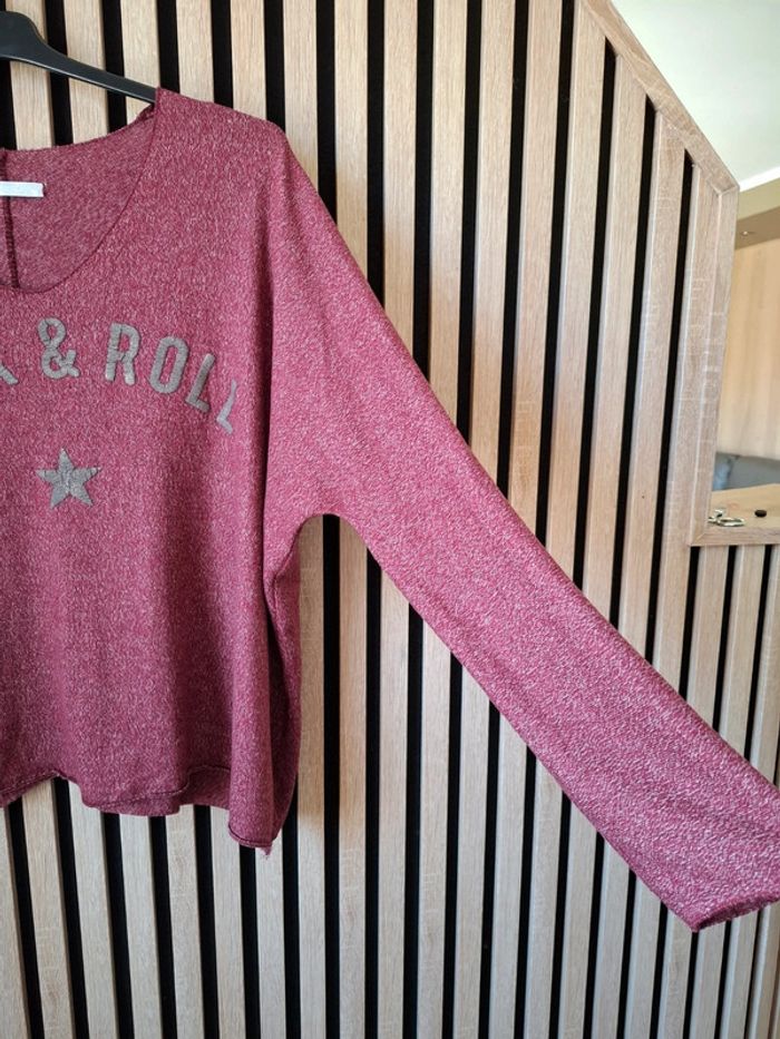 Pull overside fluide bordeaux Taille unique - photo numéro 2