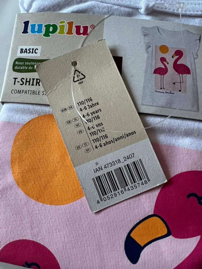 Tee shirt enfant taille 4/6 ans marque lupilu neuf ! - photo numéro 2