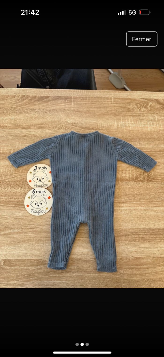 Combinaison coton bleu 3-6 mois Bon état Zeeman - photo numéro 2