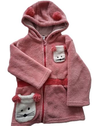 Robe de chambre peognoir orchestra rose fille souris capuche polaire