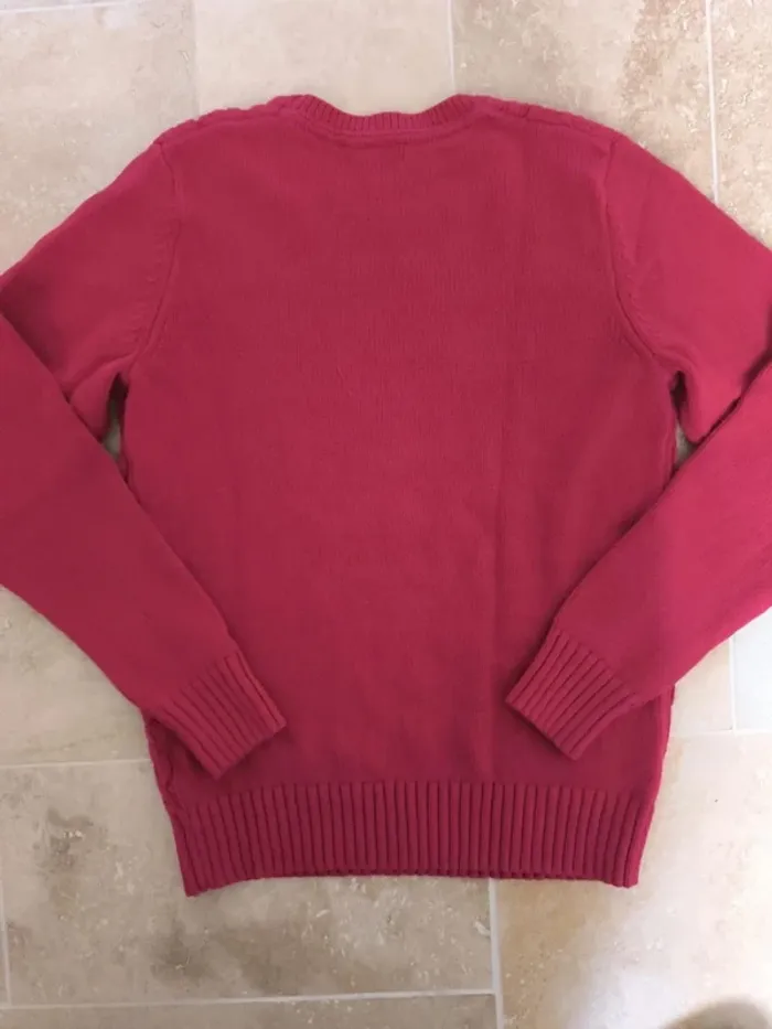 Joli pull col rond rose femme taille L Tommy Hilfiger avec logo et manches longues - photo numéro 10