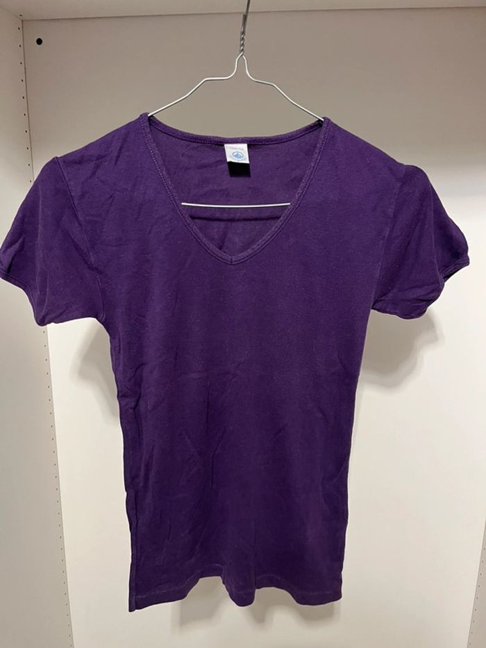 Teeshirt violet uni fille Petit Bateau Taille 14 ans