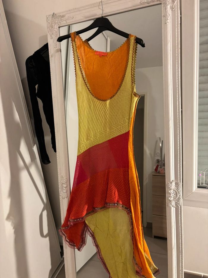 Robe deux-en-un originale dentelle & résille colorée - photo numéro 15