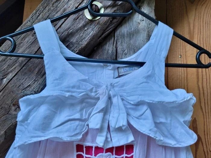 Splendide robe d'été Catimini, originale dentelle, blanche et rose fuchsia - photo numéro 6